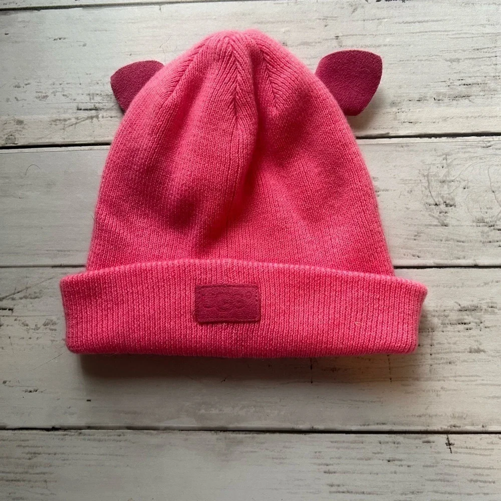 UGG, pink beanie with adorable ears one size